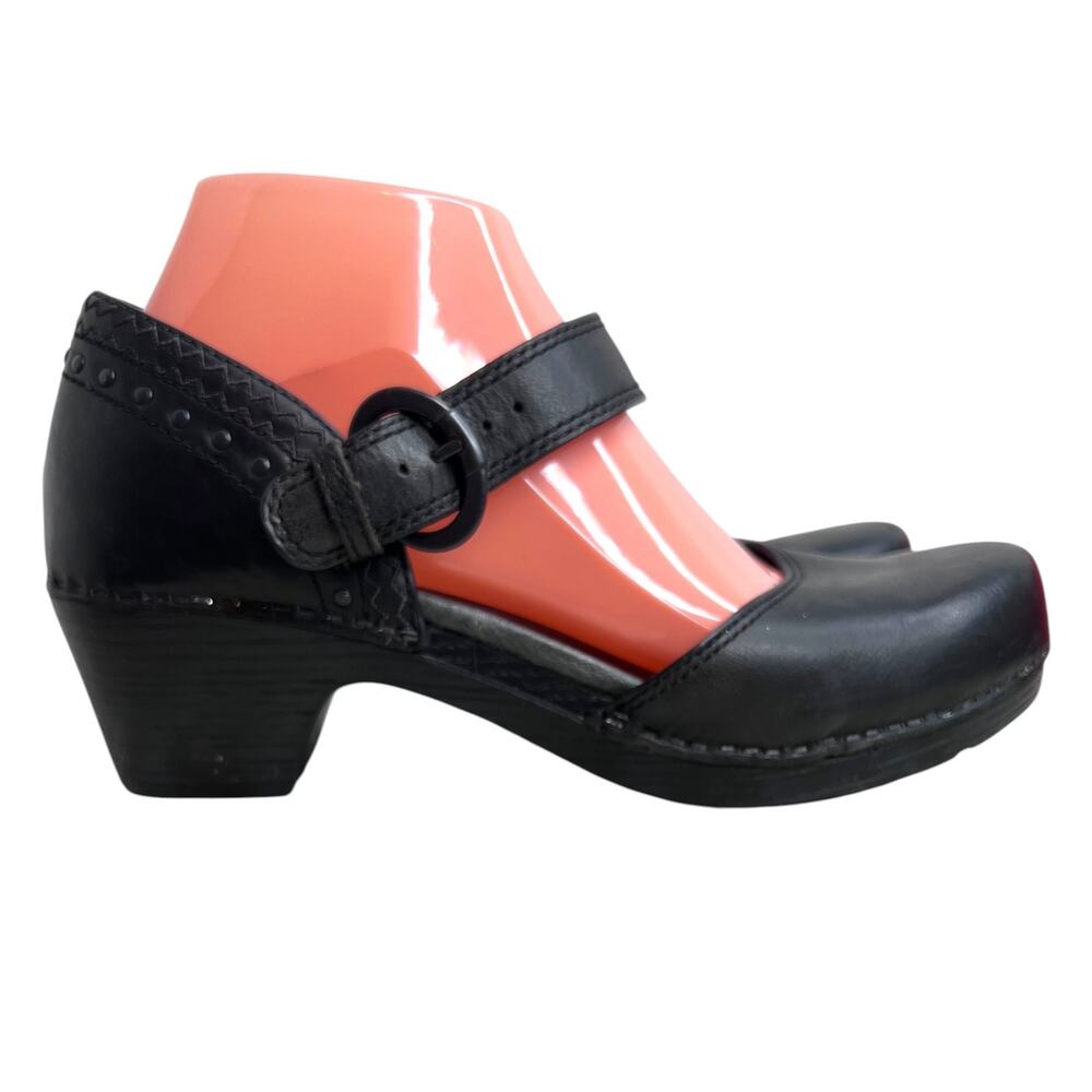 DANSKO Makenna Mary Jane Pumps Closed Toe Ankle Strap in Black Leather W's Sz 39 - Picture 3 of 16